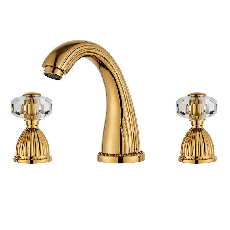 2-handle Bathroom Faucet with Drain Assembly, Shiny Polished Gold