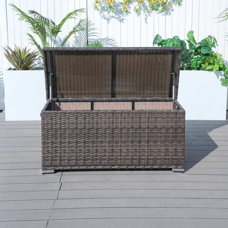 80 Gallon Water Resistant Wicker Deck Box