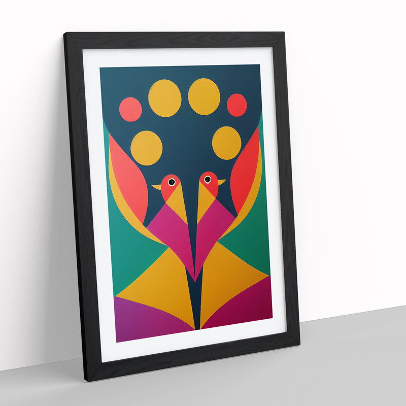 Abstract Birds - Single Picture Frame Print, Black, 64cm H x 46cm W x 2cm D