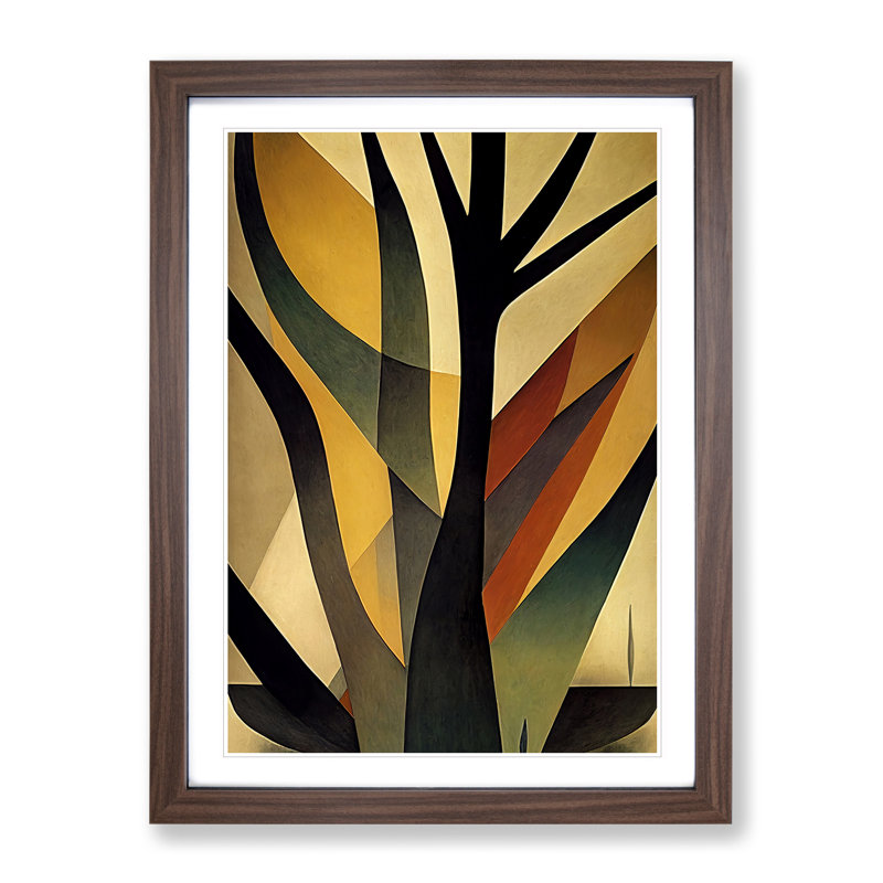 Splendid Abstract Tree No.1 - Wall Art, 64cm H x 46cm W x 2cm D, Walnut Framed