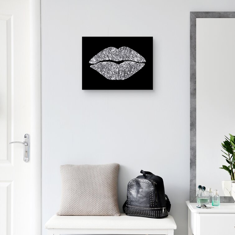 Mercer41 Silver Lips On Canvas Print