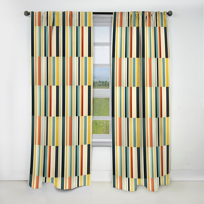 Sleek Midcentury Stripes I - Midcentury Curtain - Blackout Geometric Curtain - 1 Panels