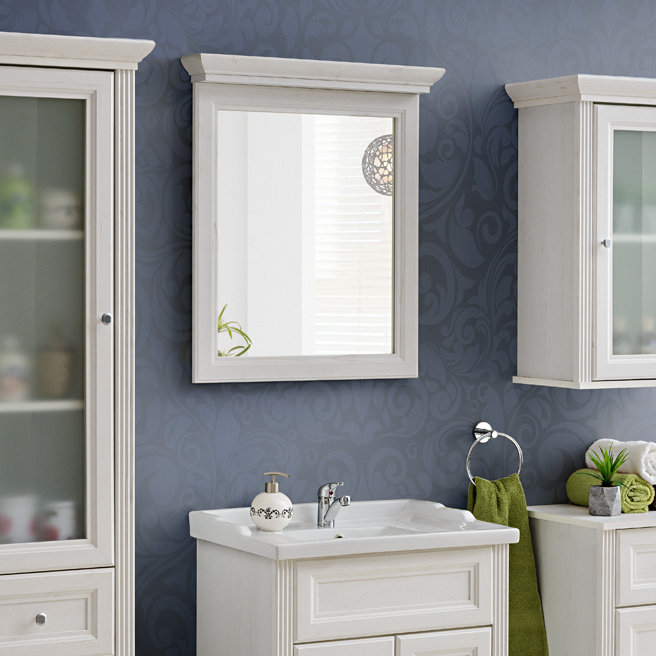 Persephone Flat Mirror, 76cm H x 80cm W x 11cm D, White