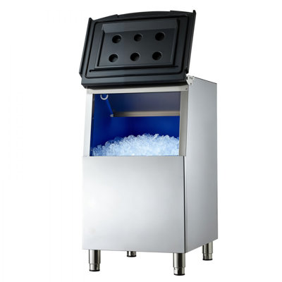 Bac commercial pour machine à glaçons, bac à glaçons en acier inoxydable d'une capacité de 300 lb, bac commercial avec glissières en caoutchouc antidérapantes réglables, convient aux restaurants, aux hôtels et aux brasseries