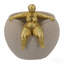 Pot de fleurs rond de 23,6 x 22,4 x 22,4 cm avec figurine abstraite dorée