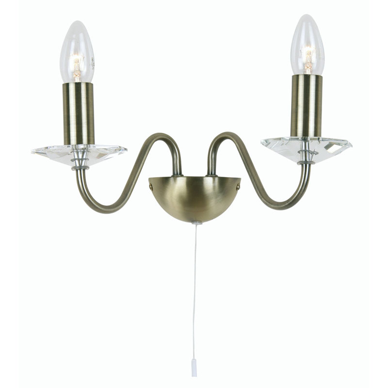 Francine Candle Wall Light, Antique Brass