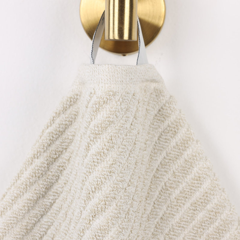 Ensemble de serviettes à séchage rapide en mélange de coton côtelé en diagonale, Beige