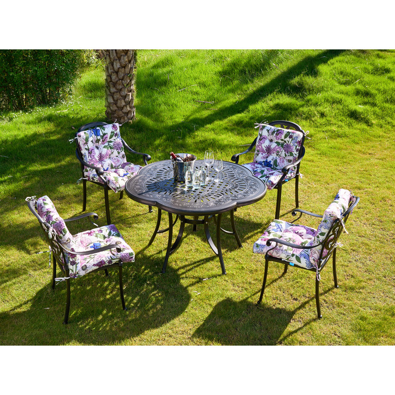 Outdoor 4'' Seat / Back Cushion, Pink Rose Floral
