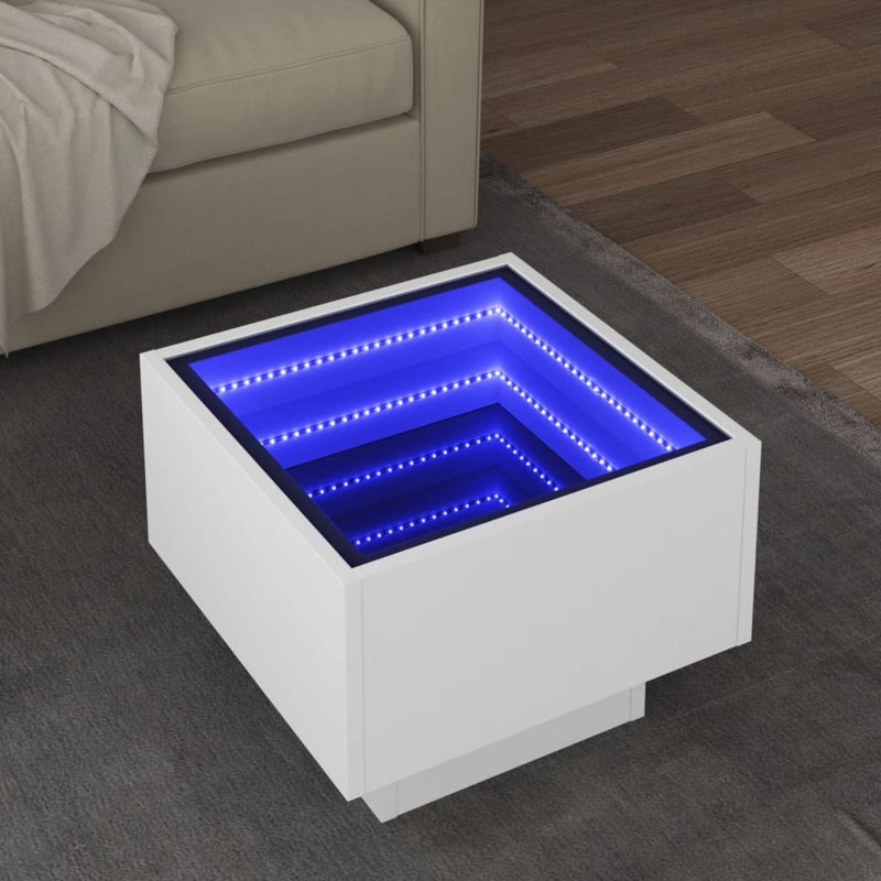 Damaiah Glass Top End Table, White