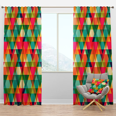 Panneau de rideau simple semi-diaphane avec passe-tringle Mid-Century