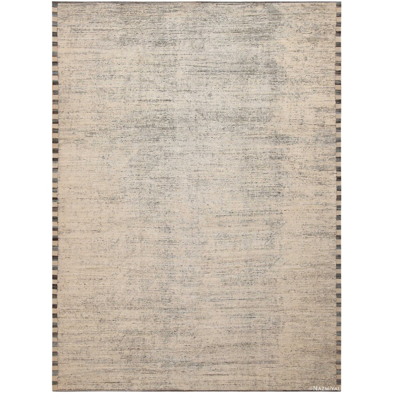 Tapis décoratif contemporain chic et chic de couleur neutre One-of a Kind