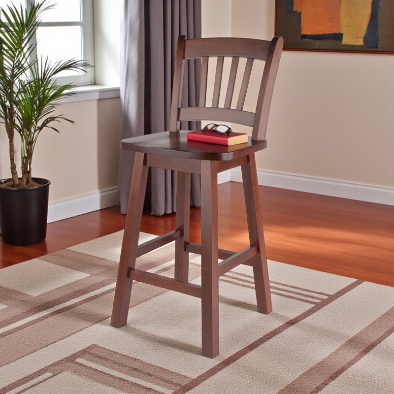 Nico Four Leg Swivel Counter Stool with Brown Finish, 38.2'' H X 15.2'' W X 15.96'' D
