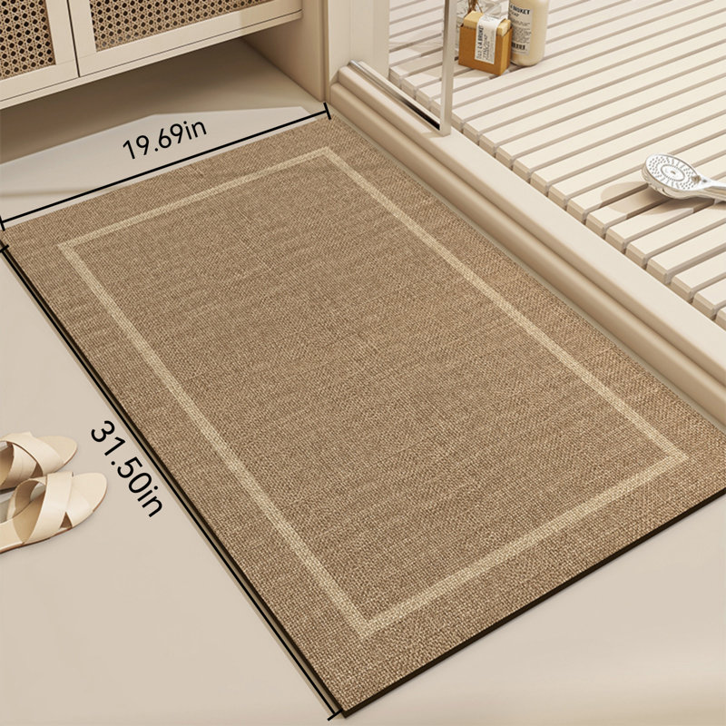 Quick-Dry Bath Mat Non-Slip Absorbent Toilet Rug Washable Tech Fabric Bathroom Floor Mat, 31.5" L x 19.69" W