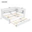 Lit de jour en bois pleine grandeur avec tablettes de rangement, USB, DEL et lit gigogne, blanc-337080893