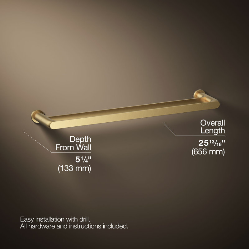 Avid 24-In Double Towel Bar, Vibrant Brushed Moderne Brass