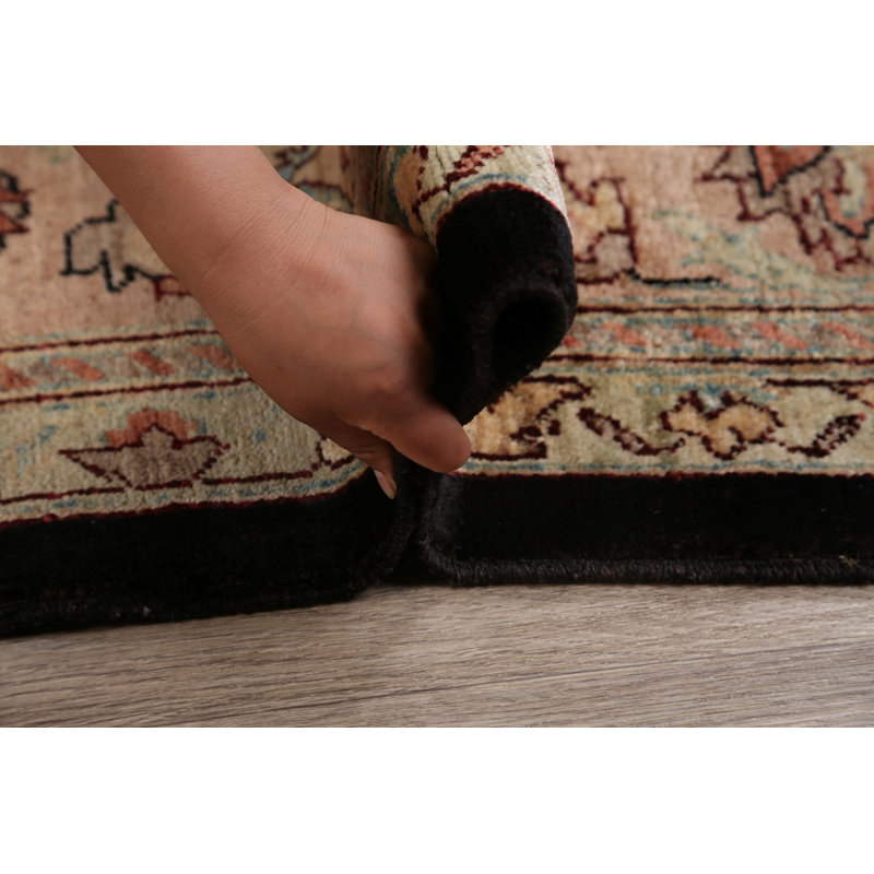 Tapis décoratif en laine noir noué à la main Agra 9 pi 2 po x 11 pi 9 po one-of-a-kind