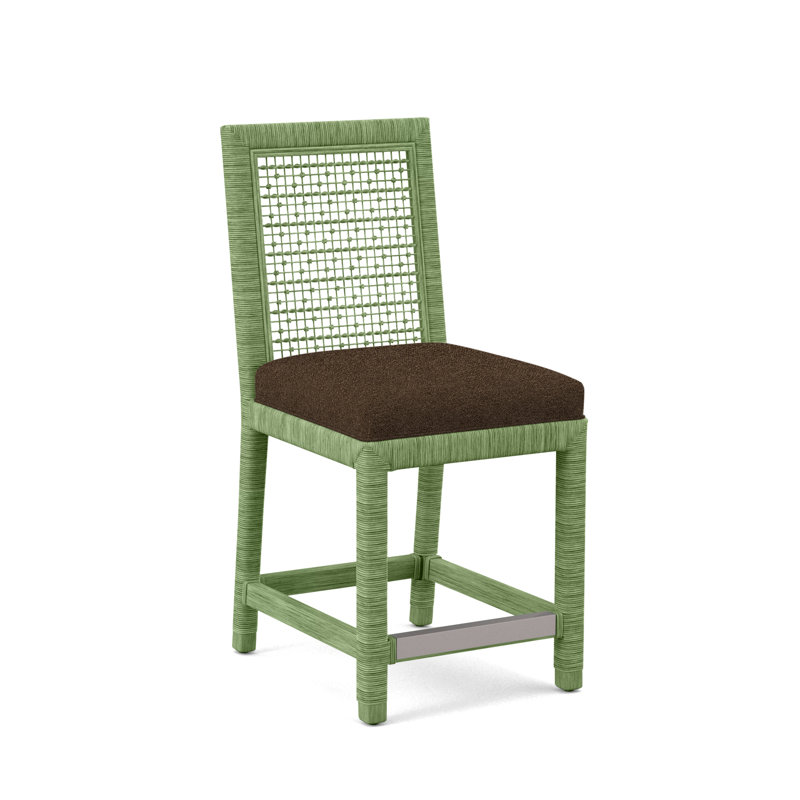 Pine Isle 24" Counter Stool, Sunbrella Beige Pinstripe; 6205-74, Celery