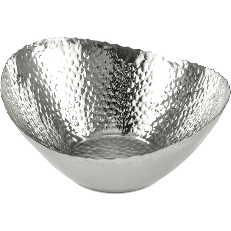 Polished Stainless Steel Hammered Metal Decorative Bowl, 7.5 inch