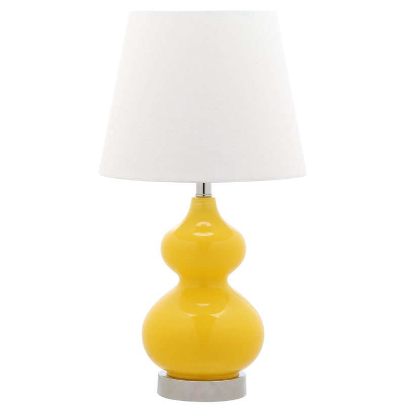 Bold Yellow Ceramic Mini Table Lamp with White Shade