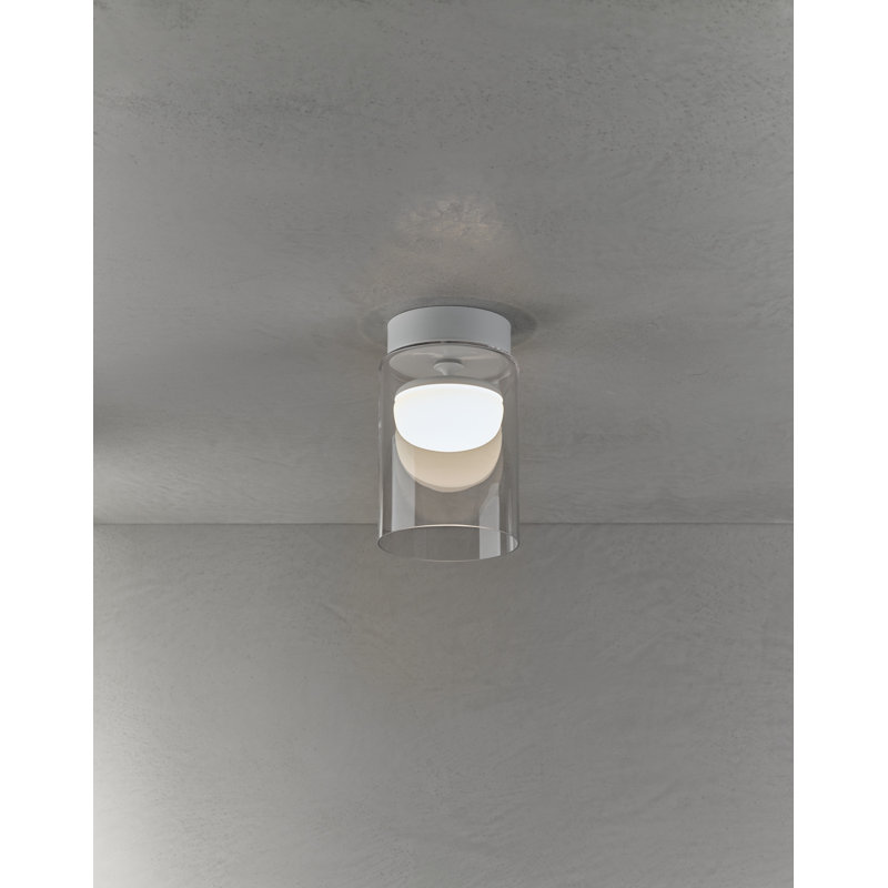 Glass LED Semi Flush Mount, 41cm H x 18cm W x 18cm D, Matt White, 3000K