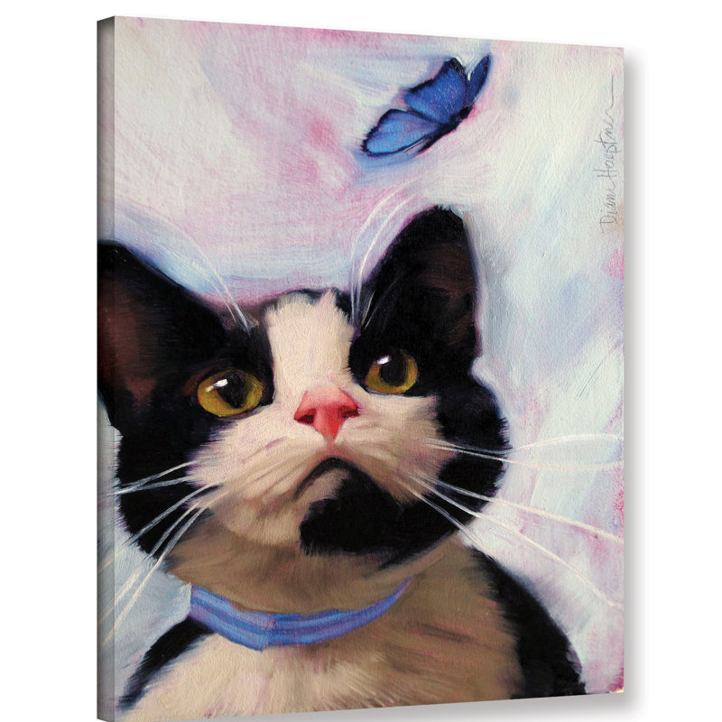 «Cat and Butterfly», reproduction d'art sur toile, H 18 po x l 14 po x P 2 po