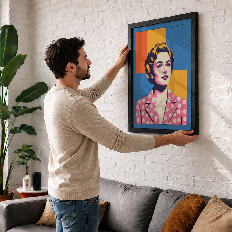 Portrait Pop Art - Framed Print, A1 - 84.1 x 59.4 cm, Oak