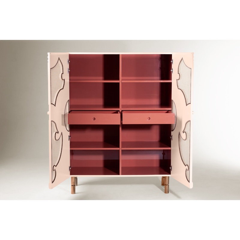 Traje De Luces 47'' Bar Cabinet, Nude/Polished Copper
