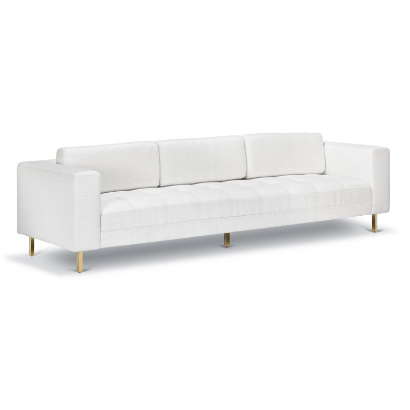 Amalia Upholstered 109'' Sofa, Polished Silver, Cream