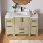 Ensemble de meuble-lavabo simple autoportant 48 po avec plateau en granit blanc Aura-365611734