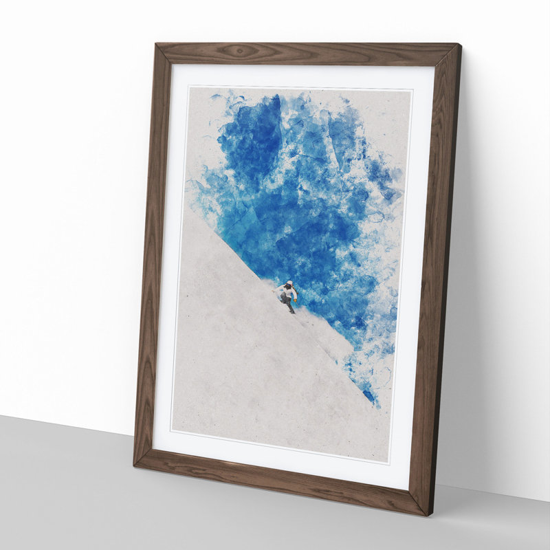 Skiing Vol.1 - Single Picture Frame Print on Wood, 48cm H x 36cm W x 2cm D, Walnut Framed