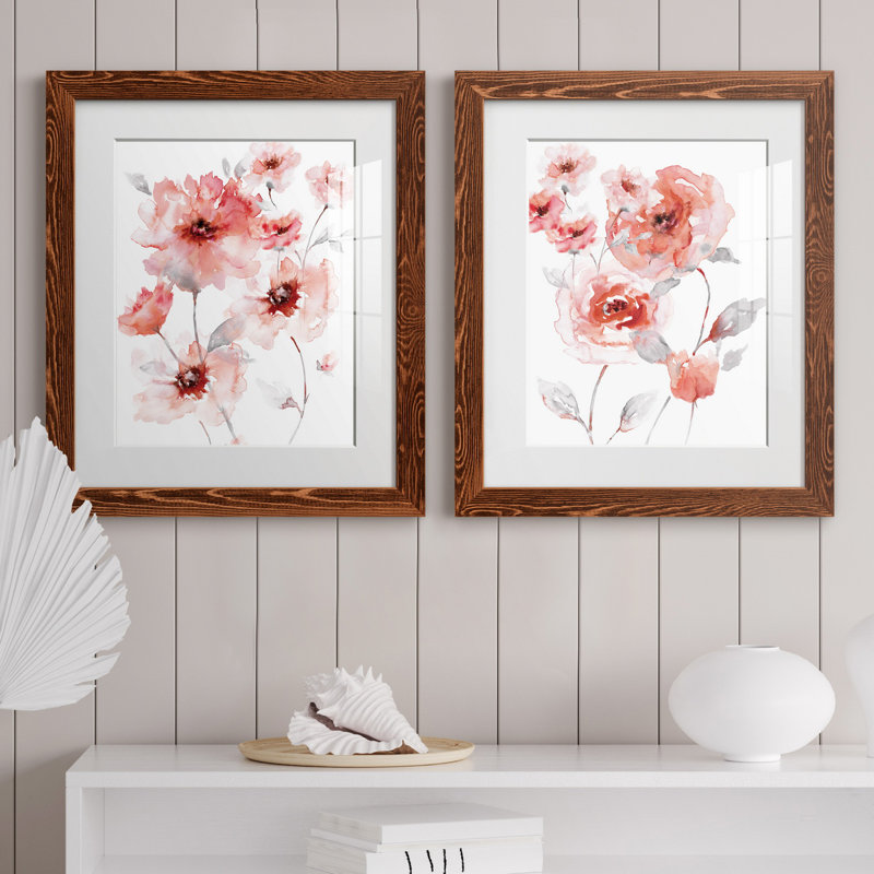 Translucent Blush I - ensemble de 2 reproductions d'art, Papier avec cadre érable, Blanc, H 24 po x l 36 po x P 1,5 po