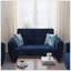 Causeuse convertible rembourrée avec rangement, microfibre bleue-1761574477