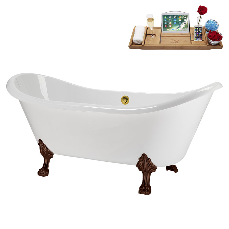 71" Streamline Clawfoot Tub,Tray,Drain and Clawfeet, Oil Bronze, Polished Gold
