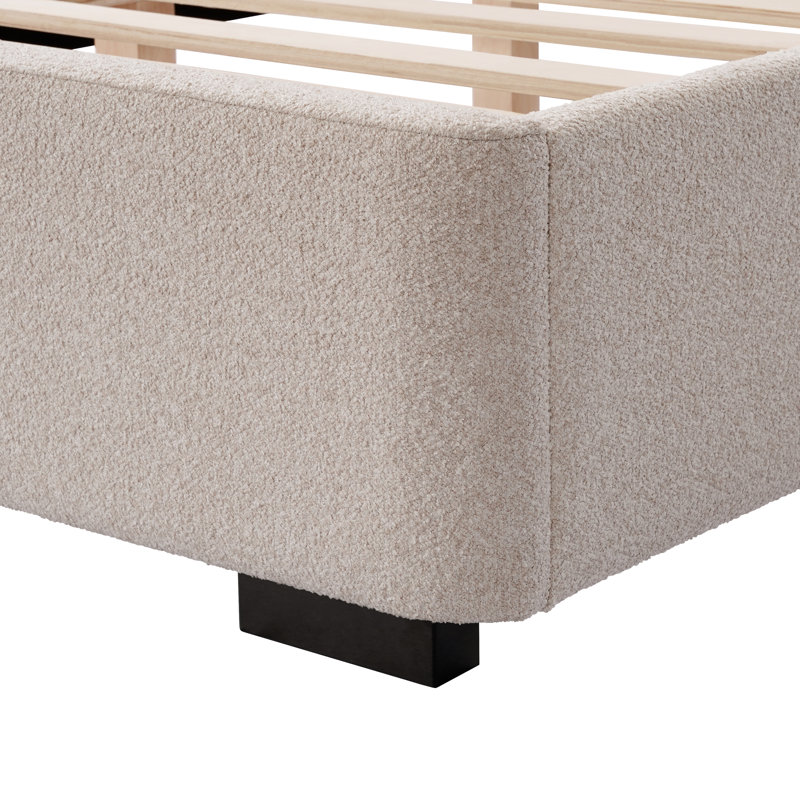 Reigen Platform Bed, Queen, Beige Boucle