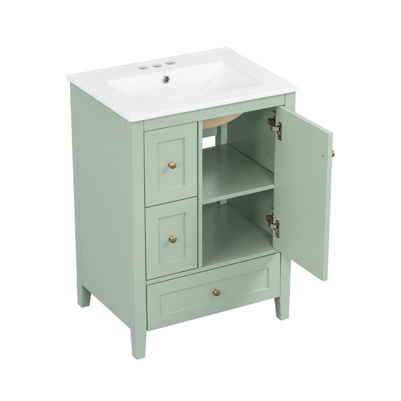 Meuble-lavabo 24 po avec lavabo, Vert
