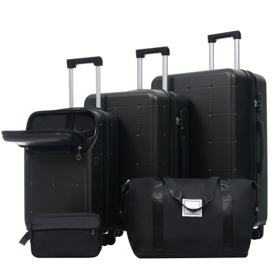 Hardside Luggage Set 5 Piece with Bags,20IN Half-opening Carry on Luggage with USB Port, Expandable 24IN 28IN Luggage with Double Spinner Wheels TSA Lock