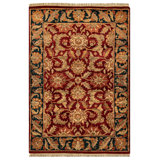 Hand-Knotted High-Quality Red and Blue Area Rug