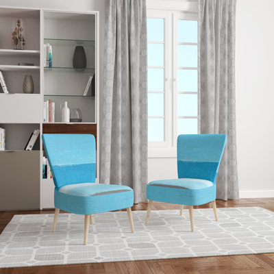 «Fredel - Turquoise et gris, art abstrait - Chaise d'appoint rembourrée moderne