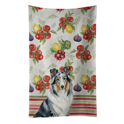 Blue Merle Collie Vegetables Kitchen Towel