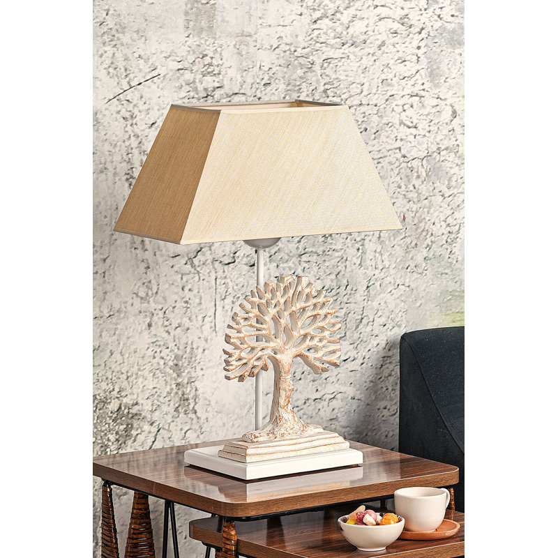 Lampe de table en métal Adrain, Crème / Blanc, Crème