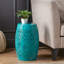 Table d'appoint moderne bleu sarcelle avec dentelle, 11,92 po x 11,92 po x 18,47 po, table décorative sans assemblage