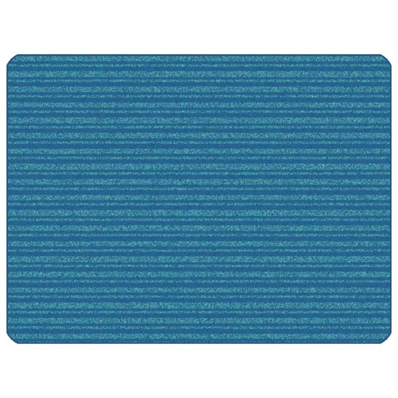 Tapis bleu / bleu sarcelle subtil touffeté à rayures KIDSoft ™, Rectangle 3 pi x 4 pi