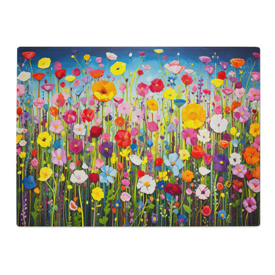Wildflowers Pop Art  Glass Chopping Board