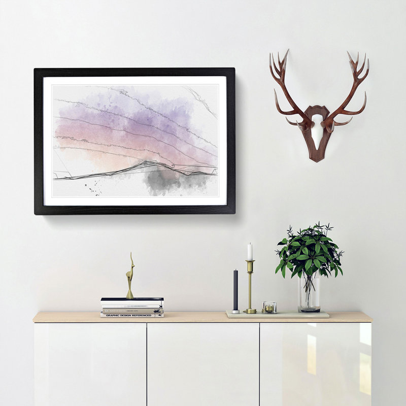 Lilac Sky Above the Mountain - Picture Frame Graphic Art Print, 36cm H x 48cm W x 2cm D, Black Framed