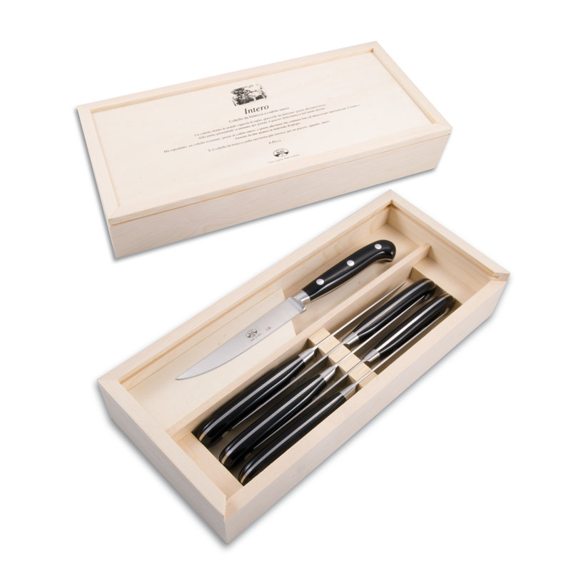 Intero Steak Knife Set in Wooden Gift Box, Black
