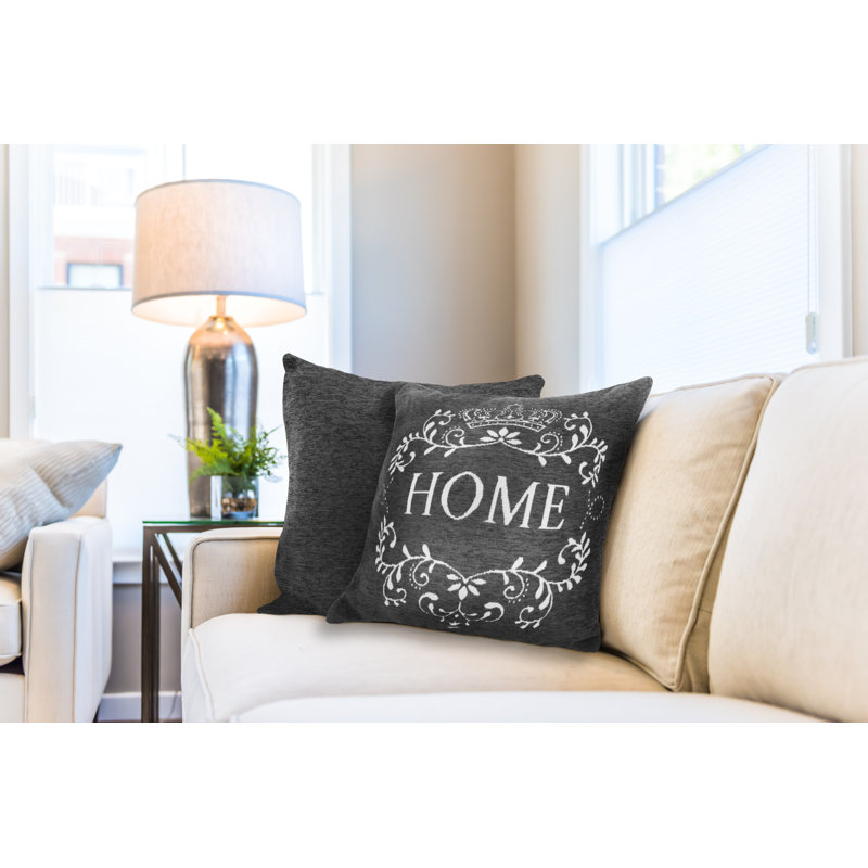 Lizette Square Throw Pillow Cover, Charcoal
