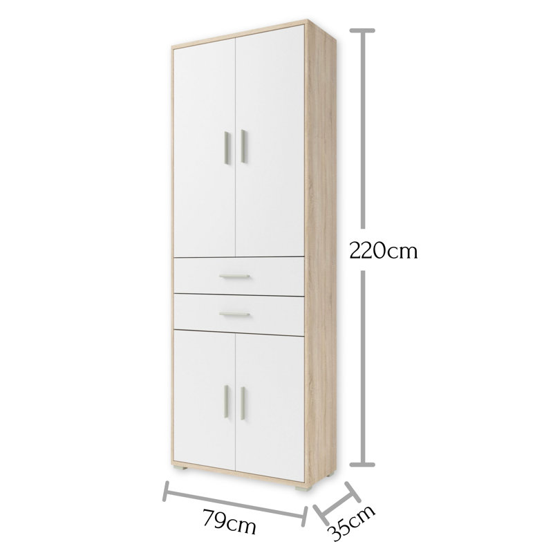 2 Drawer Filing Cabinet, Sonoma Oak/White