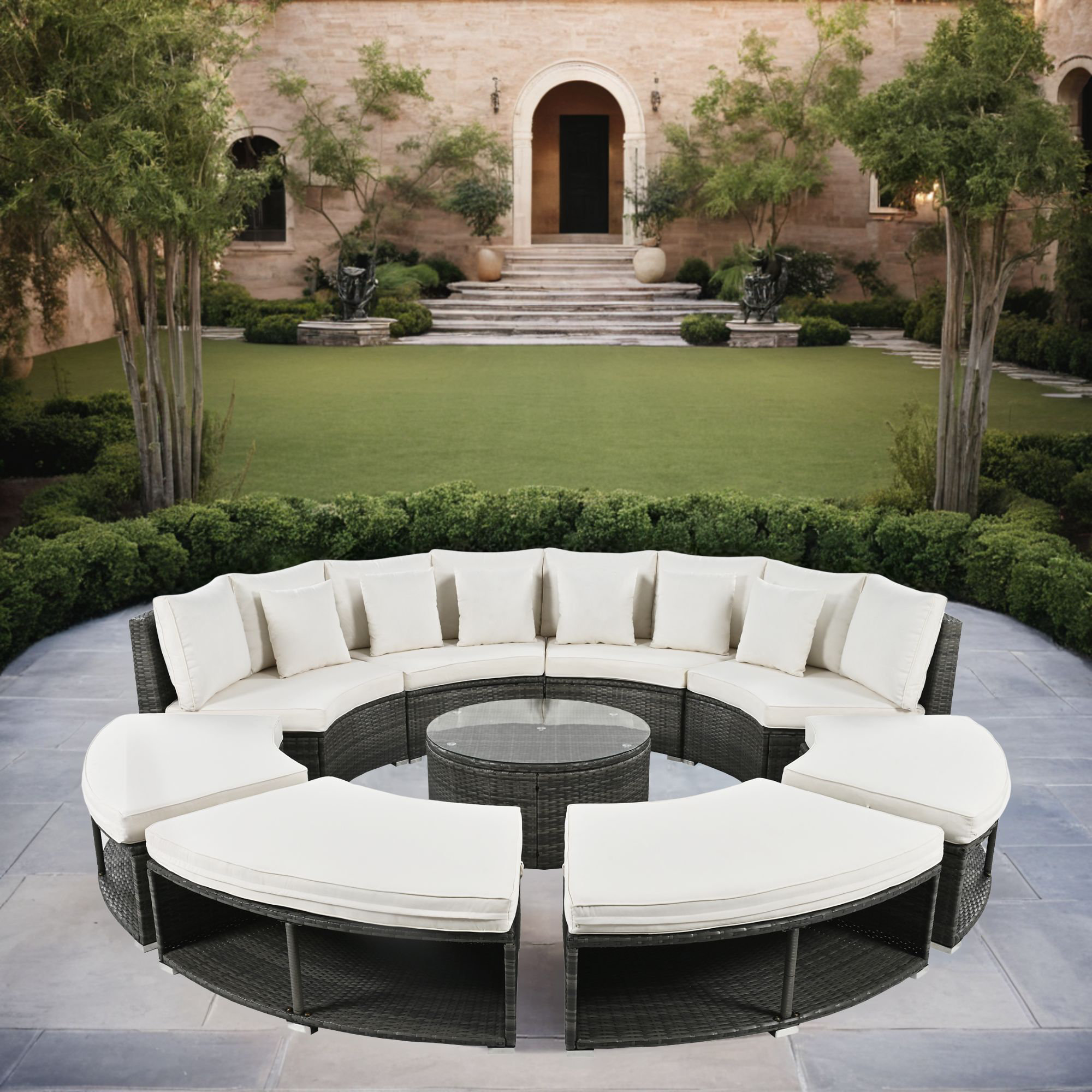 Latitude Run® 8 - Person Outdoor Seating Group with Cushions - Wayfair ...