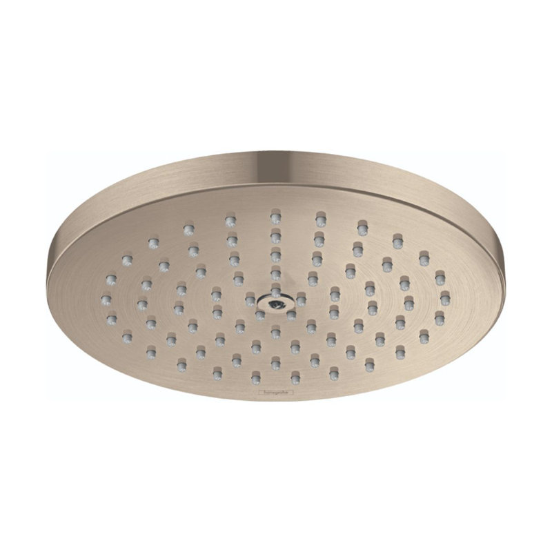 hansgrohe Raindance S Showerhead 180 1-Jet PowderRain, 2.5 GPM, Brushed Nickel, 1.75 GPM