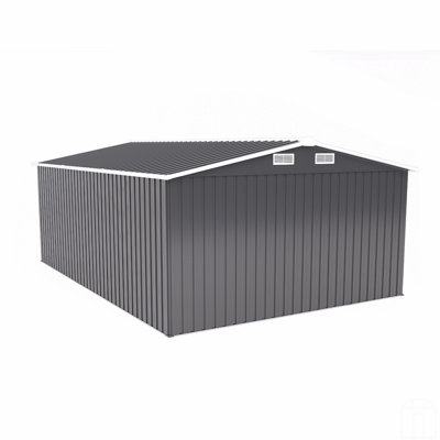 Outdoor Storage Shed 10×14 FT With 3 Lockable Doors,Utility Tool Shed Metal Storage Garden Sheds  Frame And 4 Vents